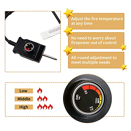 Electric Smoker and Grill Heating Element with Adjustable Thermostat Cord Controller,1500 Watt Heating Element Replacement Part Compatible with Masterbuilt Smokers & Turkey Fryers