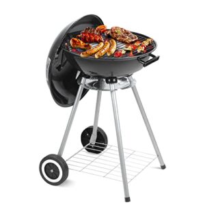 wonlink portable charcoal grill, 18.5 inch camping bbq grill with wheels for outdoor cooking picnic barbecue