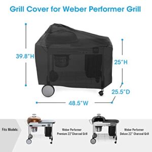 Unicook Grill Cover Compatible for Weber Performer Deluxe Grills 22-Inch, Performer Charcoal Grill Cover, Heavy Duty Waterproof Fade Resistant Barbecue Cover, Compared to Weber 7152