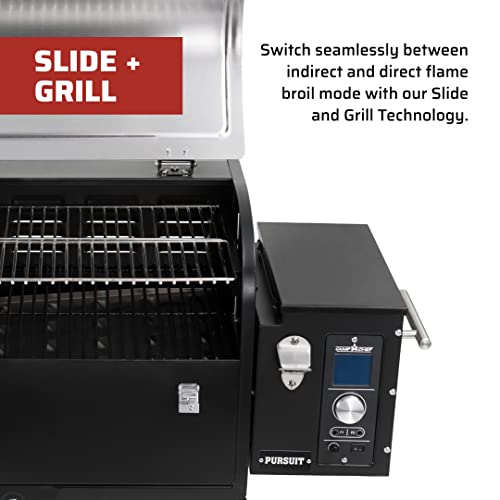 Camp Chef 20" Pursuit Portable Pellet Grill, PPG20, Black, Stainless, Total Rack Surface Area: 501 sq. in