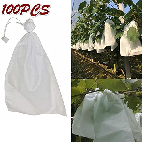 ANWUYANG 100Pcs Drawstring Style Grape Protect Bag, Fruit Protection Bags Mesh Bag, Agriculture Against Insect Pouch (Size : 240mm by 350mm)