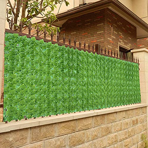 YPeng 2Pack 19.68x118.11-inch Garden Privacy Fence Screen Fake Leaves Decorative Faux Grass Hedge Greenery Garland Expandable Privacy Fence for Outdoor Wall Balcony Backdrop Decor