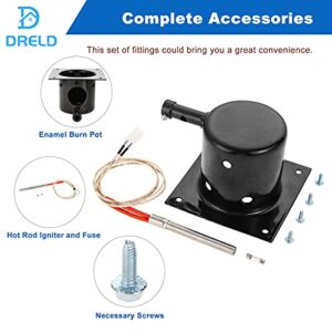 DRELD Porcelain-Enameled Heavy Duty Fire Burn Pot and Hot Rod Ignitor Kit, Replacement for Traeger and Pit Boss Wood Pellet Grill with Screws and Fuse