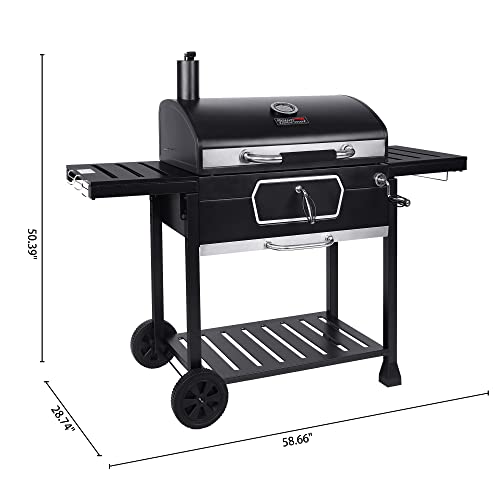 Royal Gourmet CD2030AN 30-Inch Charcoal Grill, Deluxe BBQ Smoker Picnic Camping Patio Backyard Cooking, Black