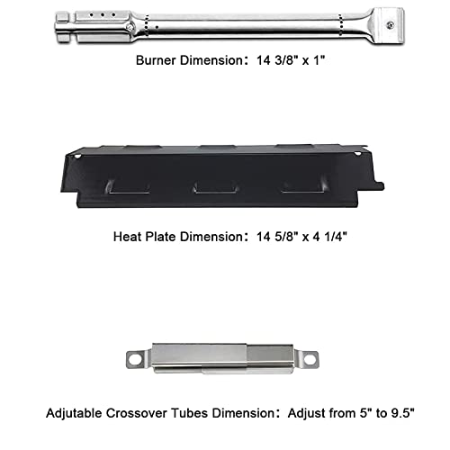 Hisencn Grill Replacement Parts for Charbroil 6 Burner 463230515, 463230514, g431-0300-w2a, G433-0016-W1, Grill Burner, Heat Plate Tent Shield, Adjustable Crossover Tubes, Ignitor Repair kit