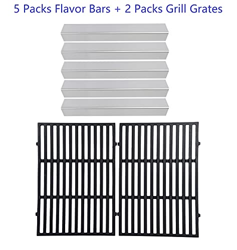 GasSaf 15.3 inch Flavorizer Bars and 17.5 inch Grill Grates Replacement for Weber 7636 7638, Spirit 300 Series E310 E320 E330 S310 S320 S330 Gas Grills with Front Control Knob (2013-2017)