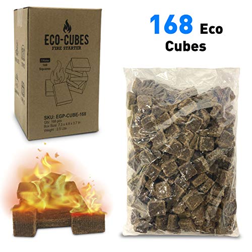 Eco Cubes Fire Starter Squares – Great Fire Starters for Wood Stove, Fireplace, Charcoal Grill – Quantity 168