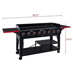 Royal Gourmet GB8003 Flat Top Grills Outdoor Cooking Propane Gas Grill and Griddle Combo, Outdoor Party or Backyard BBQ, Black