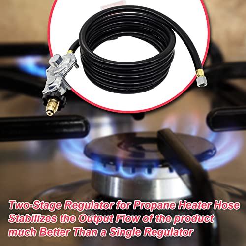 PERTF Two Stage Propane Regulator with 12ft Propane Hose for Mr Heater F273684,Heaters, Barbecue Grills, Gas Generators, Fire pits, RVS, Propane Fireplaces