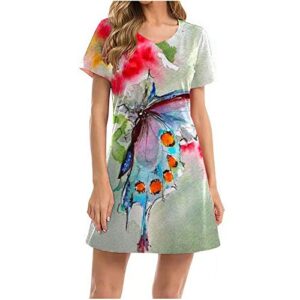 wodceeke women’s 2021 summer boho maxi dress v-neck short sleeve animal print dress plus size maternity prom dress (multicolor, s)