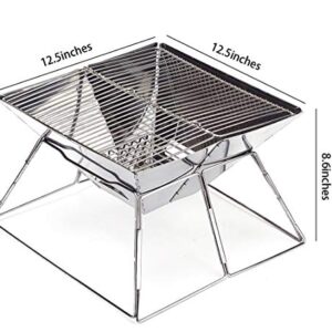 Quick Grill Medium: Original Folding Charcoal BBQ Grill Made from Stainless Steel/Carrying Bag for Backpacking Included /