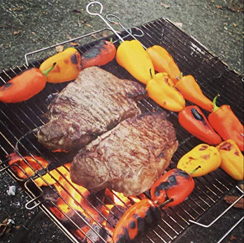 Quick Grill Medium: Original Folding Charcoal BBQ Grill Made from Stainless Steel/Carrying Bag for Backpacking Included /