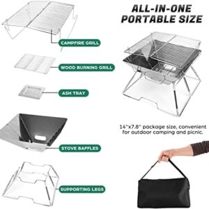 Quick Grill Medium: Original Folding Charcoal BBQ Grill Made from Stainless Steel/Carrying Bag for Backpacking Included /