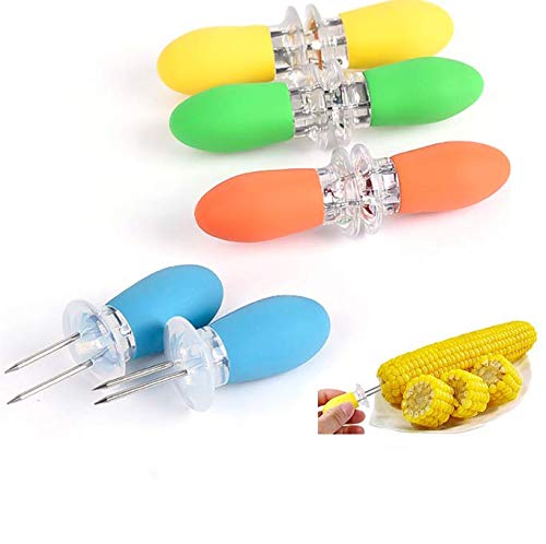 Aeyistry 8 Pcs Stainless Steel BBQ Corn Holders Multifunction for Corn On The Cob Stainless Steel BBQ Tools