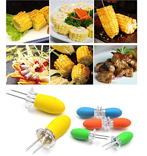 Aeyistry 8 Pcs Stainless Steel BBQ Corn Holders Multifunction for Corn On The Cob Stainless Steel BBQ Tools