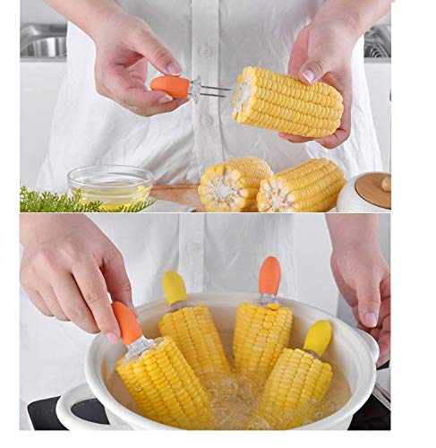 Aeyistry 8 Pcs Stainless Steel BBQ Corn Holders Multifunction for Corn On The Cob Stainless Steel BBQ Tools