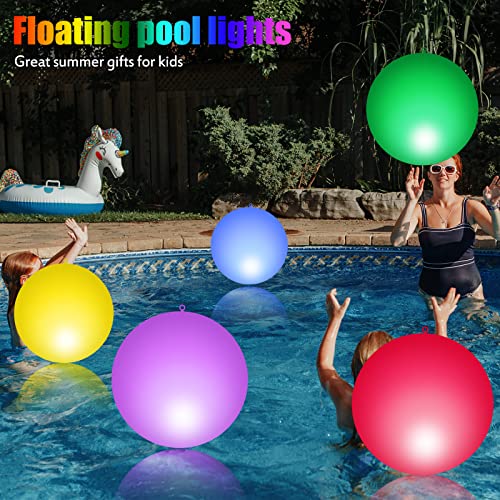 2 Pcs 24 Inch Large Solar Floating Pool Lights 16 Color Changing LED Glow Globe Inflatable Waterproof Outdoor Pool Ball Lamp Float or Hang for Swimming Pool Beach Garden Backyard Lawn Pond Decor