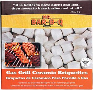 mr. bar-b-q 06000y ceramic gas grill self cleaning briquettes, replacement for lava rocks, cleaner cooking, gas grill briquettes for bbq grill, emw8015680, 60 count