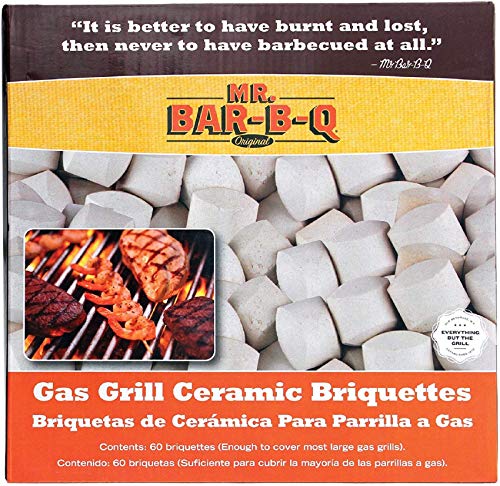 Mr. Bar-B-Q 06000Y Ceramic Gas Grill Self Cleaning Briquettes, Replacement for Lava Rocks, Cleaner Cooking, Gas Grill Briquettes for BBQ Grill, EMW8015680, 60 Count