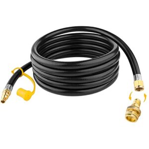 12 ft propane quick connect hose for rv to gas grill, 1/4″ quick connect hose converter replacement for 1 lb throwaway bottle connects 1 lb portable appliance to rv 1/4″ female quick disconnect