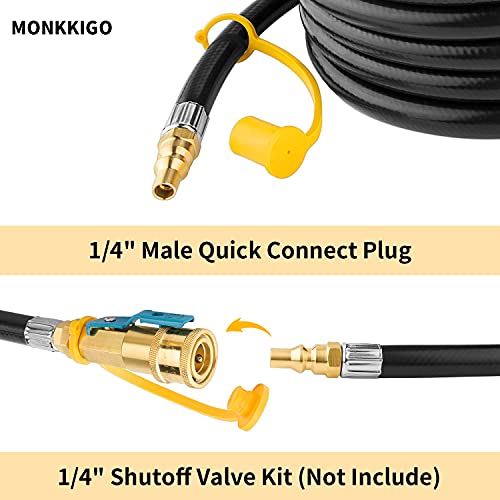 12 FT Propane Quick Connect Hose for RV to Gas Grill, 1/4" Quick Connect Hose Converter Replacement for 1 LB Throwaway Bottle Connects 1 LB Portable Appliance to RV 1/4" Female Quick Disconnect