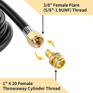 12 FT Propane Quick Connect Hose for RV to Gas Grill, 1/4" Quick Connect Hose Converter Replacement for 1 LB Throwaway Bottle Connects 1 LB Portable Appliance to RV 1/4" Female Quick Disconnect