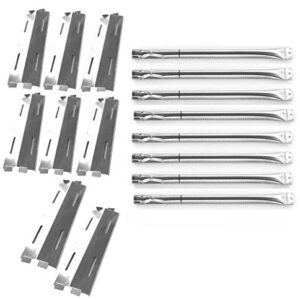 Replace parts 8 Pack Stainless Steel Heat Plates and Stainless Steel Grill Burners Replacement for Bakers and Chefs GR2039201-BC-00, GD430, ST1017-012939, Grill Chef, Members Mark Gas Grill Models