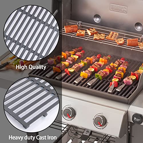 Hongso 18 7/8 inch Cast Iron Grill Grates Replacement for Weber Genesis II 310 and Genesis II LX 340 Series Gas Grills 2017 and Newer, Replacement Parts for Weber 66095 66802