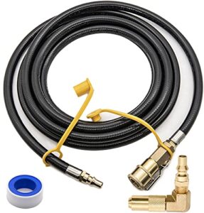 leimo kparts 12ft rv quick connect propane hose with propane elbow adapter for 17″ and 22″ blackstone griddles, low pressure quick disconnect propane extension hose rv to gas grill.