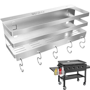 weazinck stainless steel griddle caddy for 28″/36″ blackstone griddles, with an allen key, space saving bbq accessories storage box, free from drill hole&easy to install