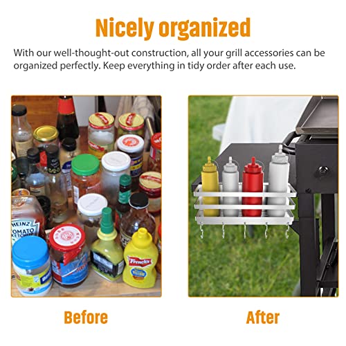 Weazinck Stainless Steel Griddle Caddy for 28"/36" Blackstone Griddles, with an Allen Key, Space Saving BBQ Accessories Storage Box, Free from Drill Hole&Easy to Install