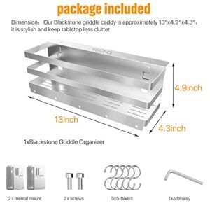 Weazinck Stainless Steel Griddle Caddy for 28"/36" Blackstone Griddles, with an Allen Key, Space Saving BBQ Accessories Storage Box, Free from Drill Hole&Easy to Install