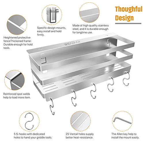 Weazinck Stainless Steel Griddle Caddy for 28"/36" Blackstone Griddles, with an Allen Key, Space Saving BBQ Accessories Storage Box, Free from Drill Hole&Easy to Install