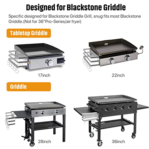 Weazinck Stainless Steel Griddle Caddy for 28"/36" Blackstone Griddles, with an Allen Key, Space Saving BBQ Accessories Storage Box, Free from Drill Hole&Easy to Install