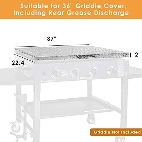 Blackstone Griddle Cover 36 inch, Fits 36” Blackstone Griddle Cover,Griddle Lid, Flat Top Grill Griddle Hard Cover, Griddle Accessories, Aluminum + SS304, Silver, Rust, Dust and Weather-Proof