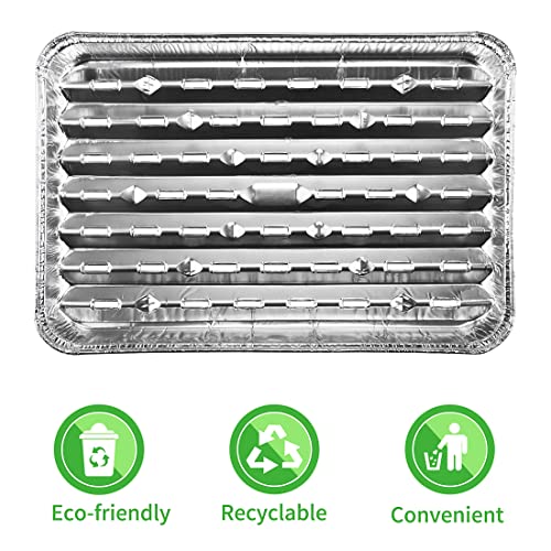 Roponan 30-Pack Disposable Grill Toppers, Aluminum Foil Grill Pans with Holes, Grill Accessories for Barbecue, Outdoor Cooking and Camping