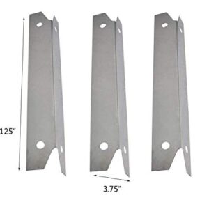 Votenli S9061A(3-Pack) S1048A(3-Pack) Replacement 13 1/8 inches Stainless Steel Heat Plates and Stainless Steel Grill Burner Crossover Tube for Brinkmann 810-3330-S,810-3331-F