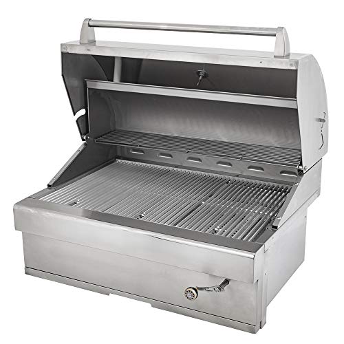 Barbeques Galore 32-inch Turbo Charcoal Built-In Stainless Steel BBQ Grill with Charcoal Tray - 32CHARCOALG