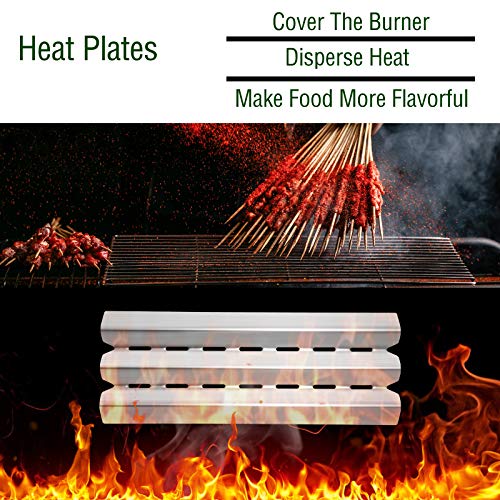 Damile Grill Heat Plates Shield Burner Cover Flame Tamer Gas Grill Burner Pipe Tube BBQ Gas Grill Replacement Parts for Broil King 9221-64, 9225-64, 9235-24, 9615-54, Baron 440, Baron 490, Baron 590