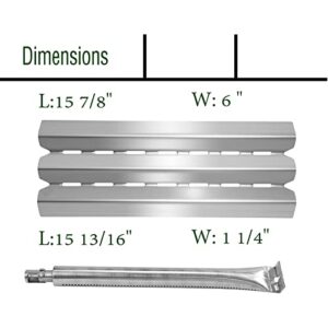 Damile Grill Heat Plates Shield Burner Cover Flame Tamer Gas Grill Burner Pipe Tube BBQ Gas Grill Replacement Parts for Broil King 9221-64, 9225-64, 9235-24, 9615-54, Baron 440, Baron 490, Baron 590