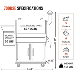 Z GRILLS Wood Pellet Smoker with Rain Cover, 697 sq. in Cooking Area, 8-IN-1 Grill for Outdoor BBQ, 700D2E