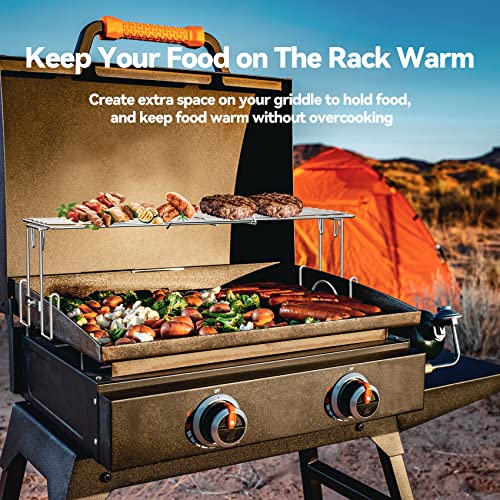 Skyflame Adjustable Griddle Warming Rack for 17" 22" 28" 36" Griddles, Universal Stainless Steel Cooking Grate BBQ Accessories Compatible with Blackstone/Pit BOSS/Camp Chef