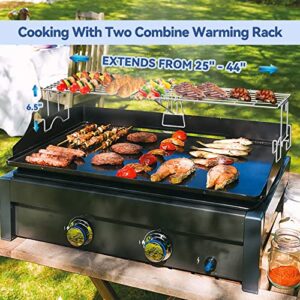 Skyflame Adjustable Griddle Warming Rack for 17" 22" 28" 36" Griddles, Universal Stainless Steel Cooking Grate BBQ Accessories Compatible with Blackstone/Pit BOSS/Camp Chef