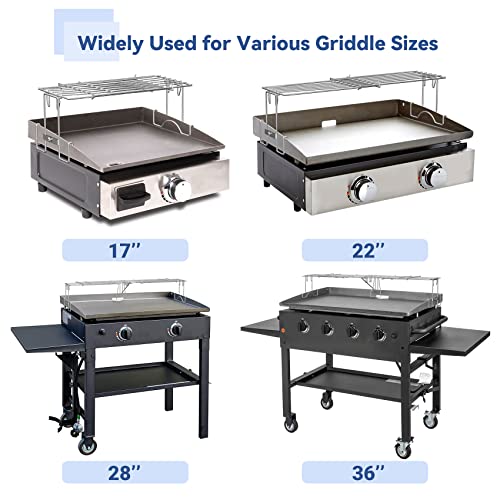 Skyflame Adjustable Griddle Warming Rack for 17" 22" 28" 36" Griddles, Universal Stainless Steel Cooking Grate BBQ Accessories Compatible with Blackstone/Pit BOSS/Camp Chef