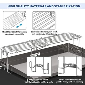 Skyflame Adjustable Griddle Warming Rack for 17" 22" 28" 36" Griddles, Universal Stainless Steel Cooking Grate BBQ Accessories Compatible with Blackstone/Pit BOSS/Camp Chef
