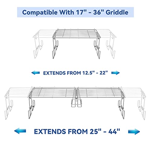 Skyflame Adjustable Griddle Warming Rack for 17" 22" 28" 36" Griddles, Universal Stainless Steel Cooking Grate BBQ Accessories Compatible with Blackstone/Pit BOSS/Camp Chef