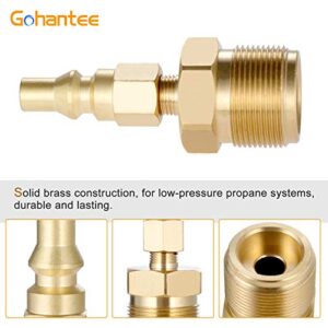 gohantee Propane Brass Adapter Quick Connect Fitting 1/4" Disconnect Plug kit with 1lb Bottle Tank Thread for RV Portable BBQ Camper Grill Hook Up Trailer