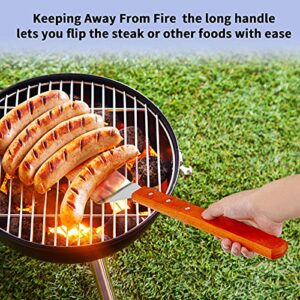 2 Pieces BBQ Extra Long Grill Turner and Grill Spatula, Stainless Steel Barbecue Grilling Accessories, Slotted Spatula and Solid Kitchen Spatula with Wooden Handle, 20 Inch