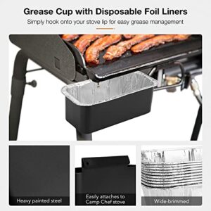 Stanbroil Grease Cup for Camp Chef Griddles with 10-Pack Disposable Foil Liners Replacement for Camp Chef Flat Top Griddle Models: SG100, SG90, G60, SG30 and SG14