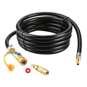 wadeo 12 feet low pressure rv propane quick-connect hose, rv quick connect propane hose with 1/4″ rv quick connect conversion fitting for blackstone tabletop grill 17″/22″